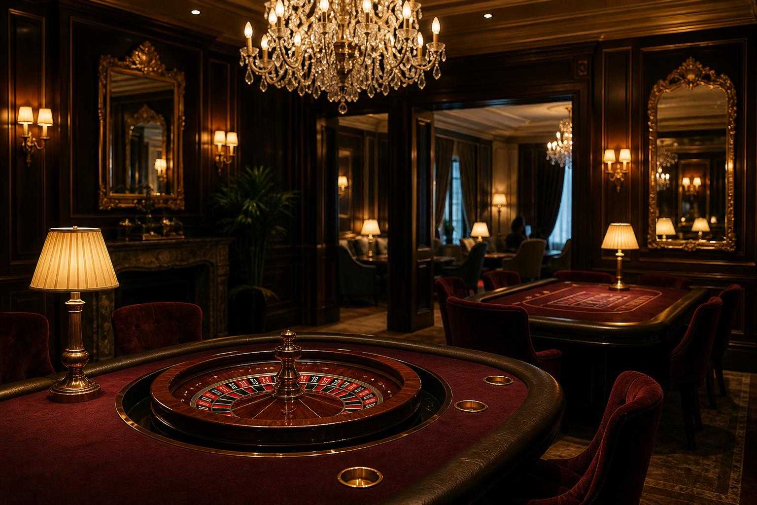 Casino salon with roulette and card tables at PolonianaRest